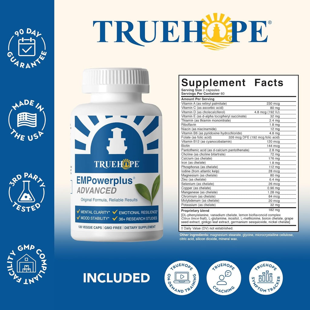 Truehope Empowerplus Advanced Multivitamin for Women & Men - Broad-Spectrum Multivitamins & Chelated Minerals | 1000% Better Absorption | 37 Research Studies & 28 Years of Success | 30 Day Supply