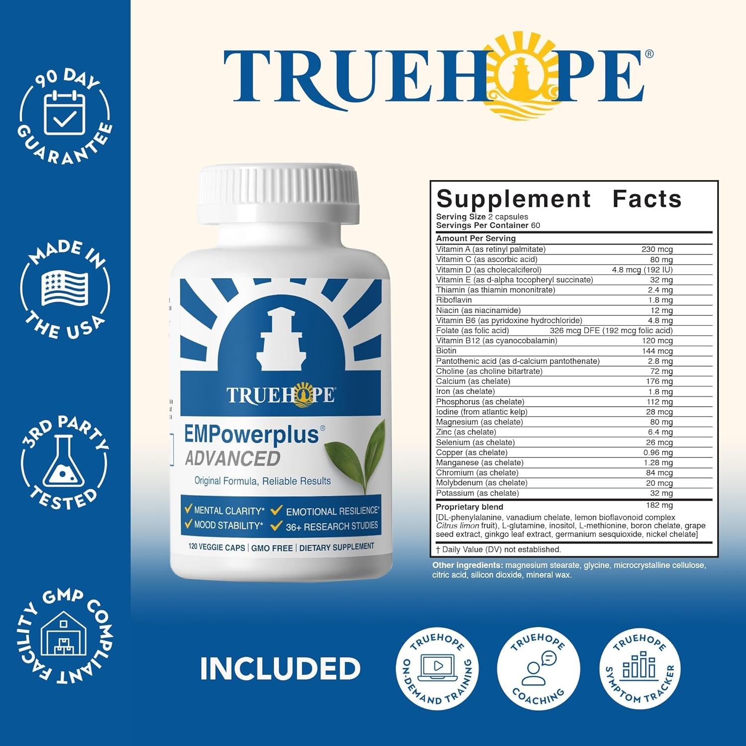 Truehope Empowerplus Advanced Multivitamin for Women & Men - Broad-Spectrum Multivitamins & Chelated Minerals | 1000% Better Absorption | 37 Research Studies & 28 Years of Success | 30 Day Supply