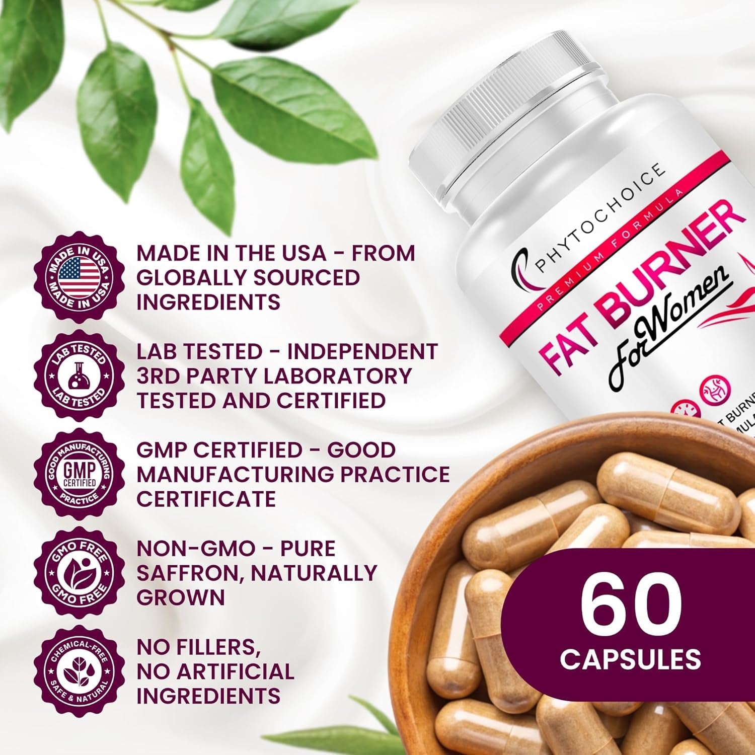 Fat Burner for Women with Raspberry Ketones, Green Tea & African Mango – Best Diet Pills That Work Fast for Women, All-Natural Weight Loss Supplements Supports Metabolism & Belly Fat Burn, 60 Capsules