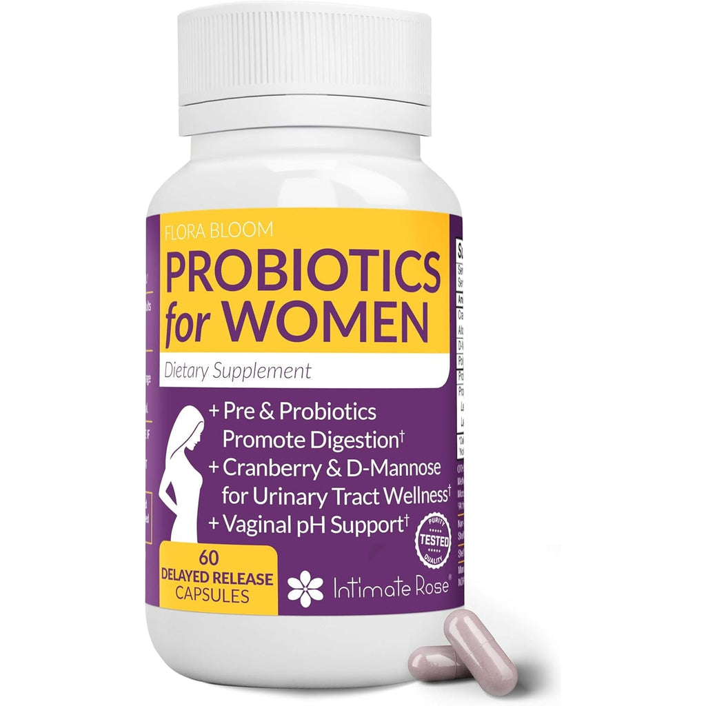 Complete Vaginal Probiotics for Women - W/Added Cranberry, D-Mannose to Promote Urinary Tract, Bladder, Gut & Vaginal Health - Ph Balance for Women - Support UTI, BV, YI - 60 Vegan Capsules