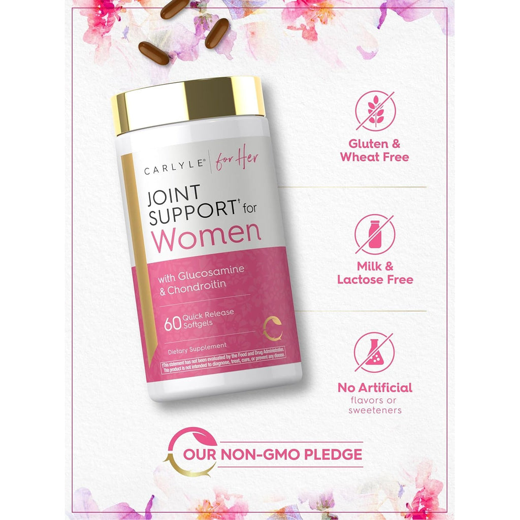 Carlyle Joint Support for Women | 60 Softgels | Complex with Omega-3 and Collagen Peptides | Non-Gmo, Gluten Free