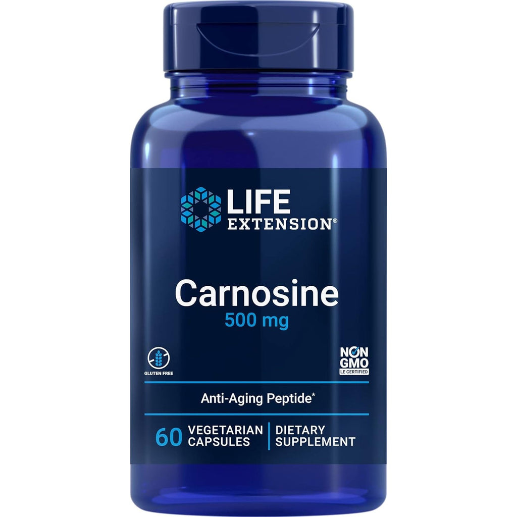 Life Extension Carnosine, Healthy Aging, Exercise Recovery, Gluten-Free, Non-Gmo, Vegetarian, 60 Capsules