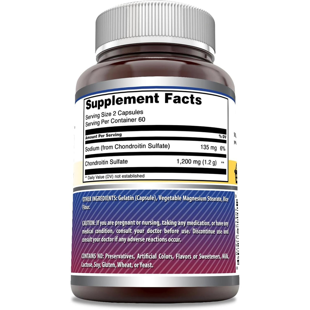 Amazing Formulas Chondroitin Sulfate 1200 Mg Supplement | Capsules | Non-Gmo | Gluten-Free | Made in USA (1 Pack | 120 Count)