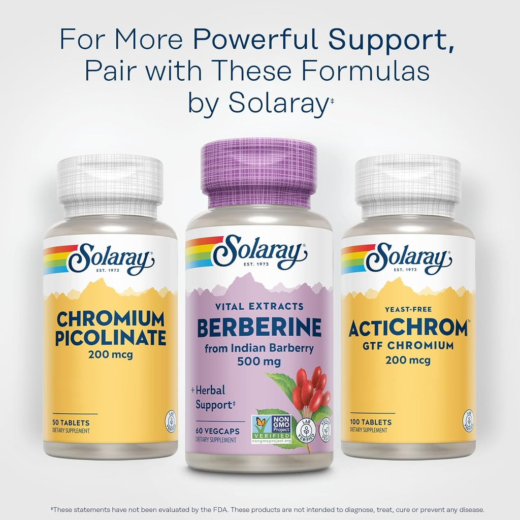 SOLARAY Berberine 500Mg - Berberine Supplement for a Healthy, Active Lifestyle - with Berberine Hcl from Indian Barberry - Vegan, Non-Gmo, 60-Day Guarantee - 60 Servings, 60 Vegcaps (60 CT)