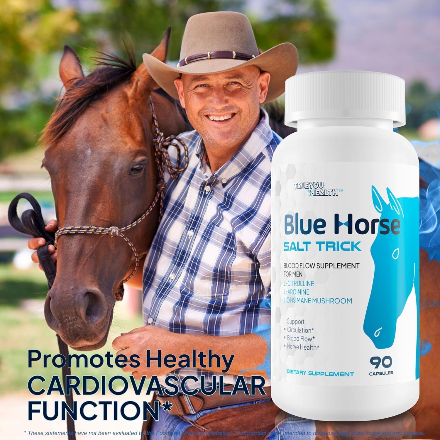Blue Horse Salt Trick - Our Best Blood Flow Supplement for Men - Our Best Circulation Supplement - Male Circulation Supplements Nitric Oxide Vasodilator to Improve Blood Flow 7 Blue Salt Trick for Men