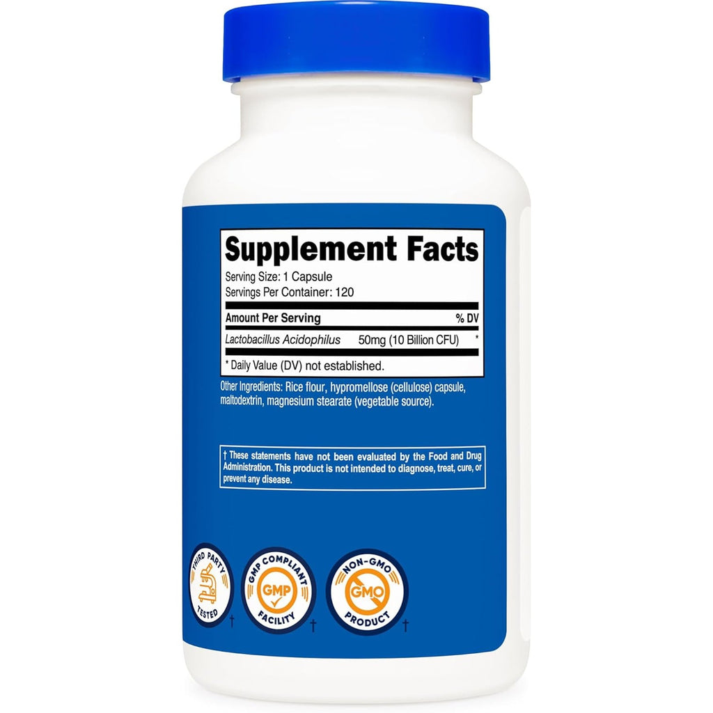 Nutricost Lactobacillus Acidophilus 10 Billion CFU, 120 Vegetarian Capsules