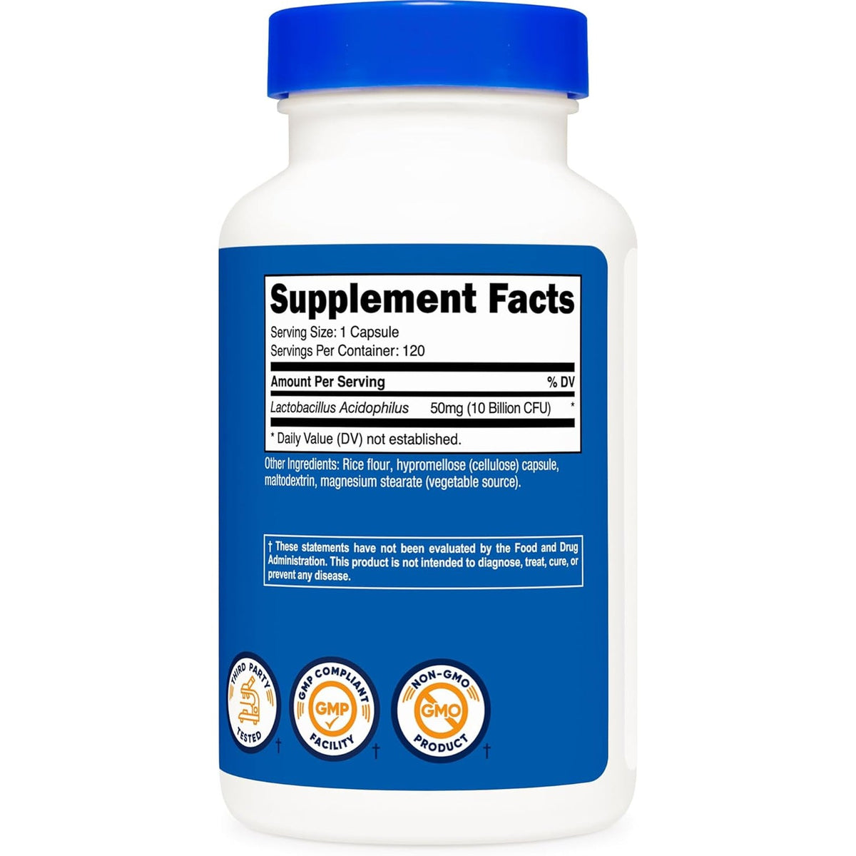 Nutricost Lactobacillus Acidophilus 10 Billion CFU, 120 Vegetarian Capsules