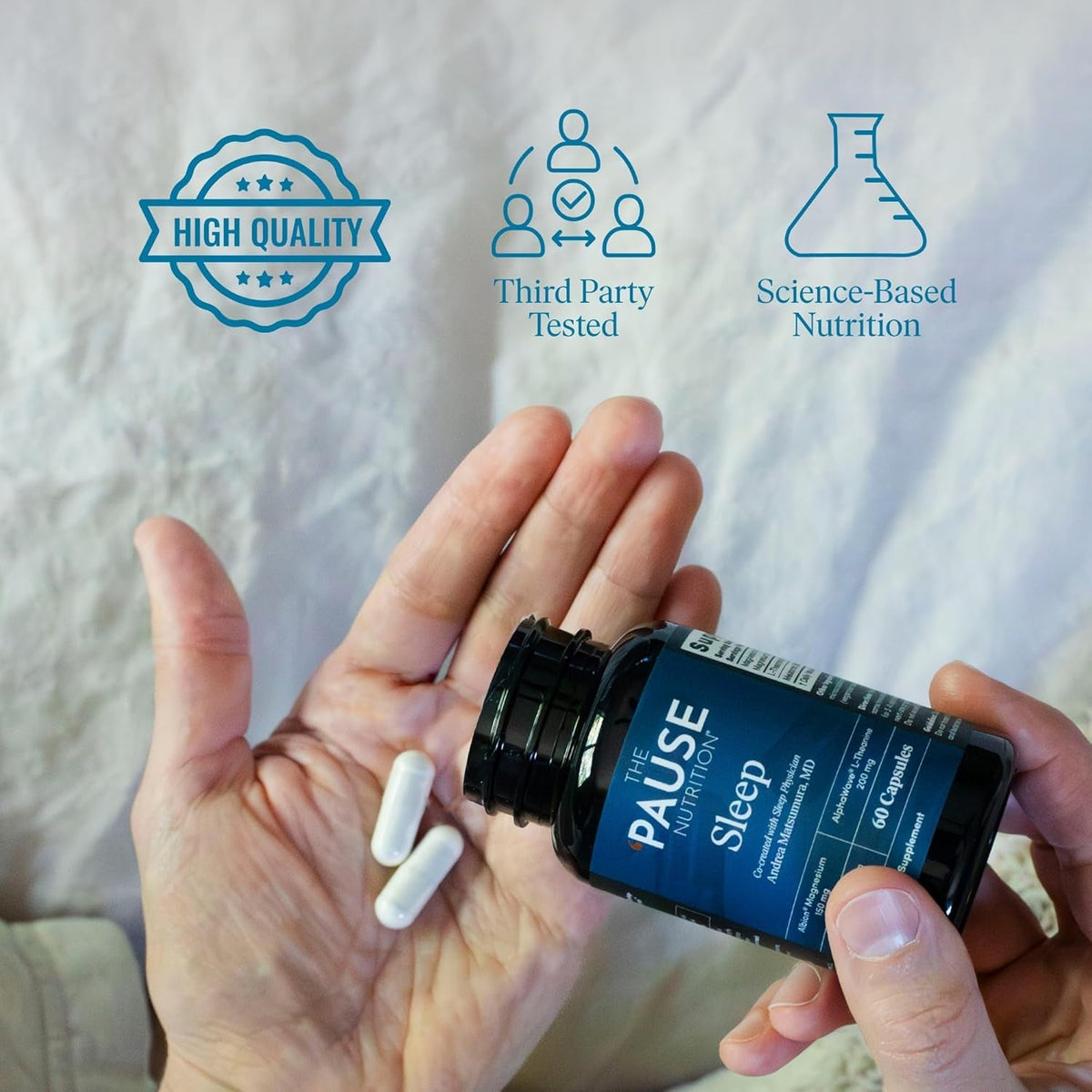 The 'Pause Life Sleep Supplement, Non Habit Forming Nighttime Blend of Magnesium, Microactive Melatonin, & L Theanine, Sleep & Relaxation Support for Men & Women, Gluten Free, 60 Capsules, 30 Servings