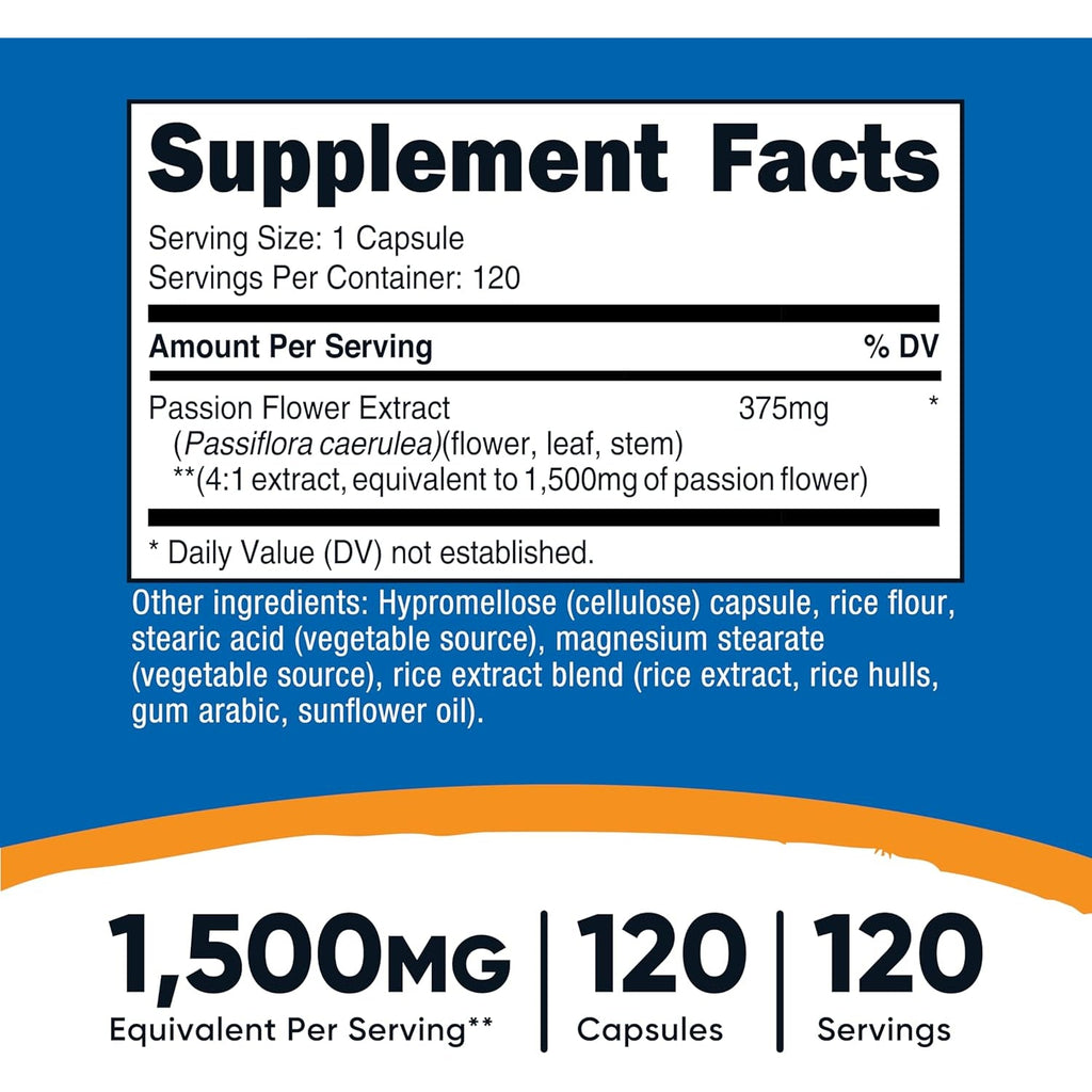 Nutricost Passion Flower Extract 120 Capsules for 120 Servings per Bottle - Gluten Free, Non-Gmo, and Vegetarian Friendly