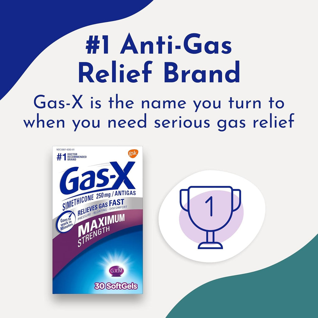 Gas-X Maximum Strength Gas Relief Softgels with Simethicone 250 Mg - 30 Count