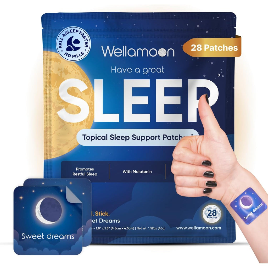 Wellamoon Original Sleep Patches for Adults Extra Strength | Easy-To-Apply Sleep Patch with Melatonin & Valerian | Relax & Wake up Refreshed | Long-Lasting Night Comfort for Men & Women | 28 Patches