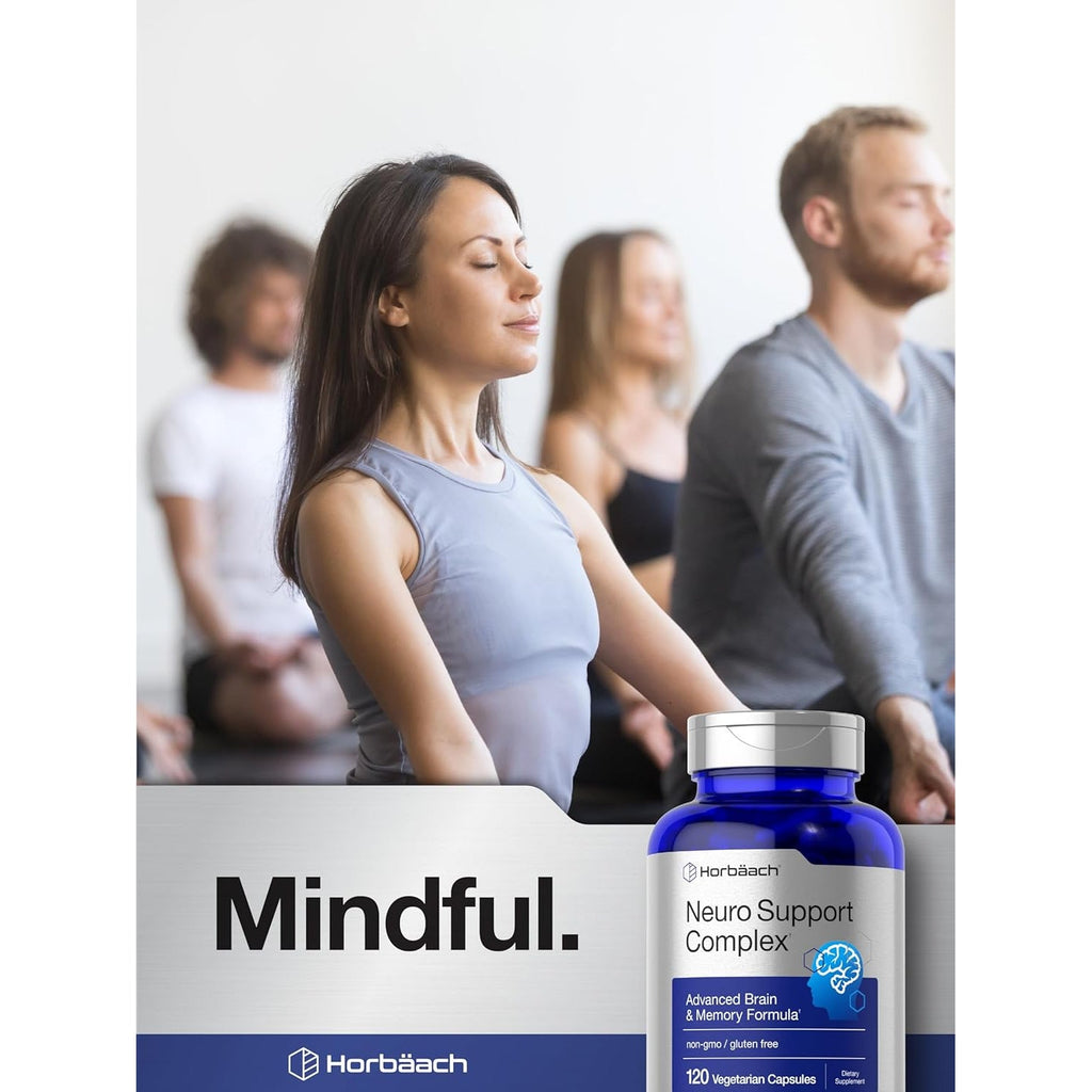 Horbäach Brain Supplement | 120 Capsules | with Phosphatidylserine & DMAE | Advanced Formula for Memory, Focus, Clarity | Vegetarian & Gluten Free | Neuro Support
