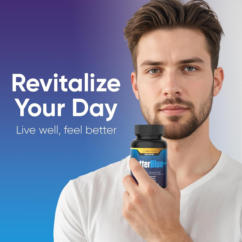 BETTER LIFE LAB Methylene Blue Capsules 60 Count - Pharmaceutical Grade USP for Brain Energy and Cellular Health - Mental Clarity Support Supplement