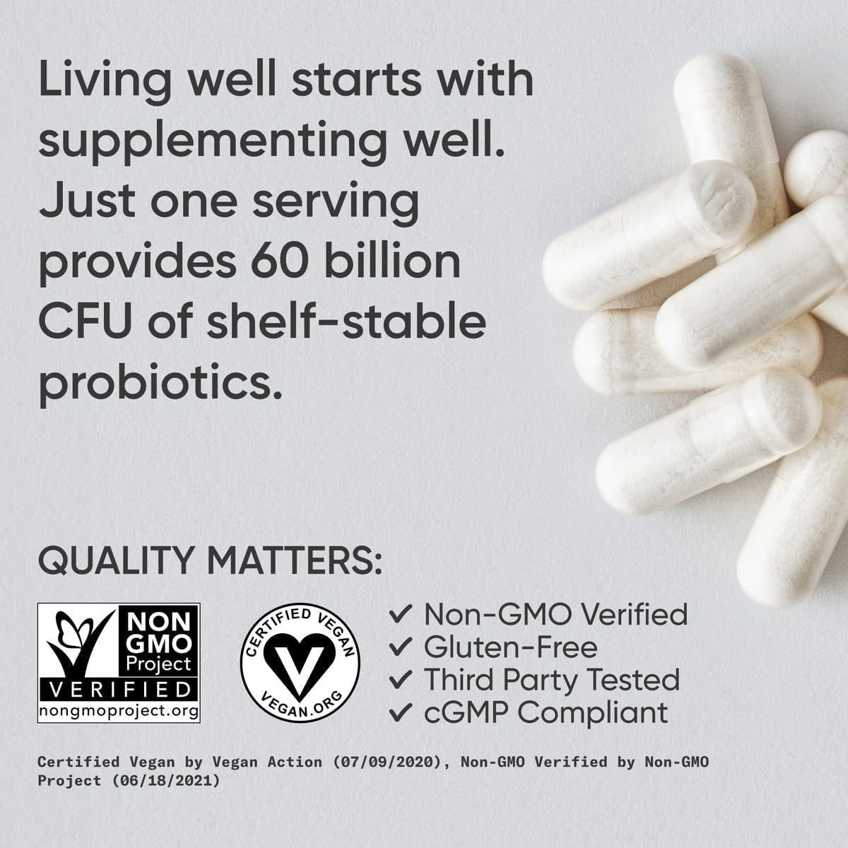 Sports Research Daily Probiotics with Prebiotics, 60 Billion CFU - Vegan Capsules for Gut Health & Digestive Support, Probiotics for Women & Men - Non-Gmo Verified & Gluten Free - 30 Count