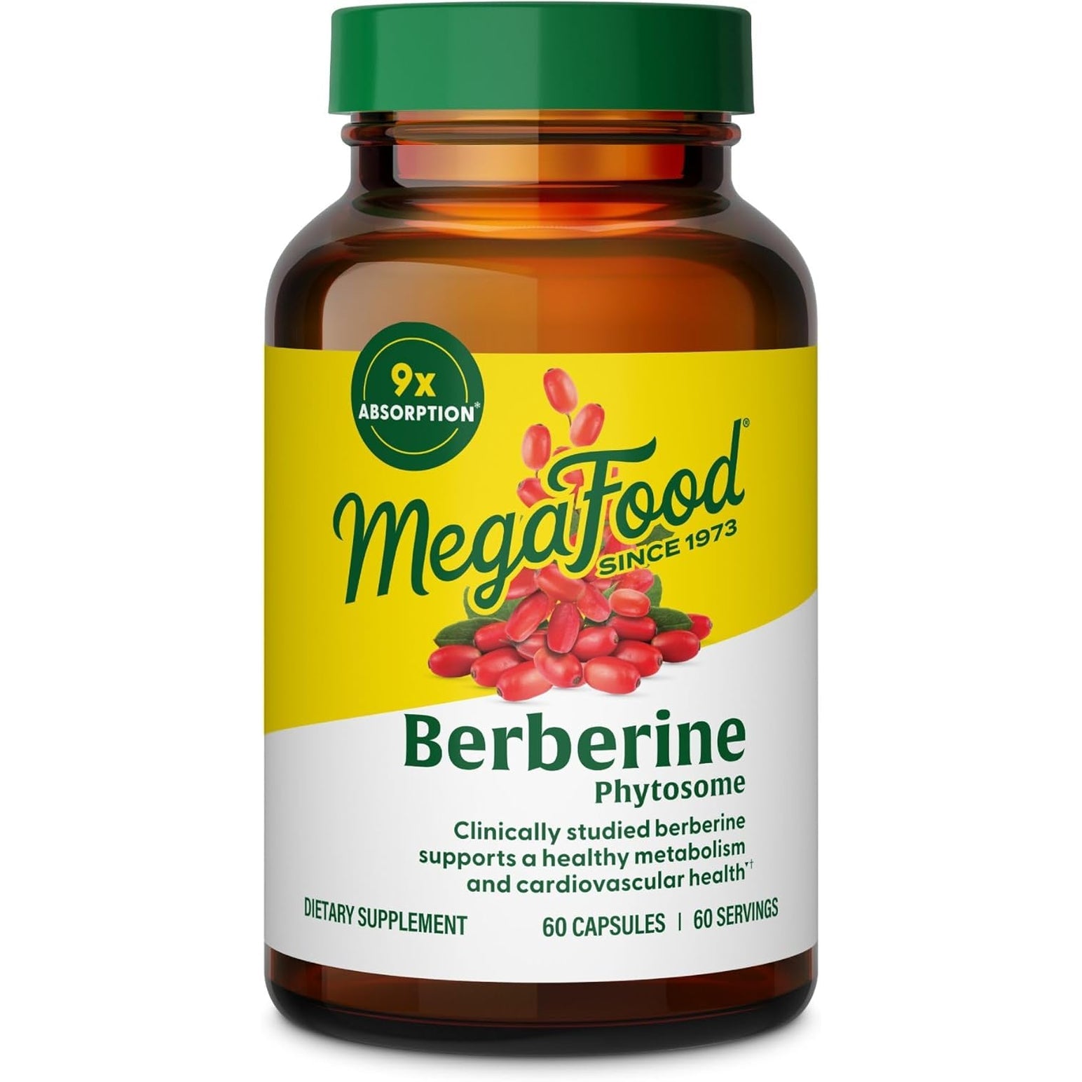 Megafood Berberine Phytosome - Berberine Supplement 550 Mg per Serving, 1100 Mg Daily - 9X Absorption - Supports a Healthy Metabolism & Cholesterol Levels - Vegan - 60 Capsules, 30 Day Supply