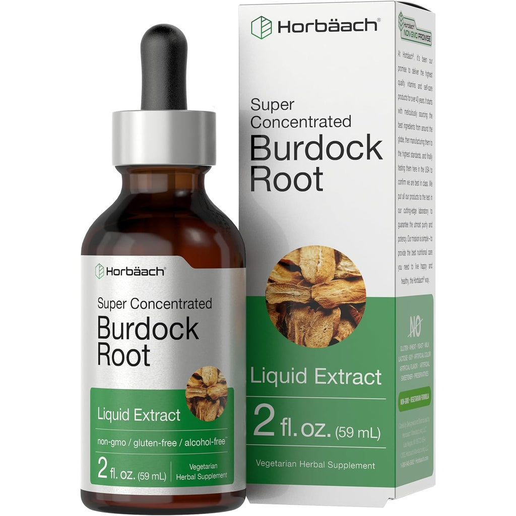 Horbäach Burdock Root Tincture | 2 Fl Oz | Super Concentrated Herb Extract | Vegetarian, Non-Gmo, Glutren Free, Alcohol Free