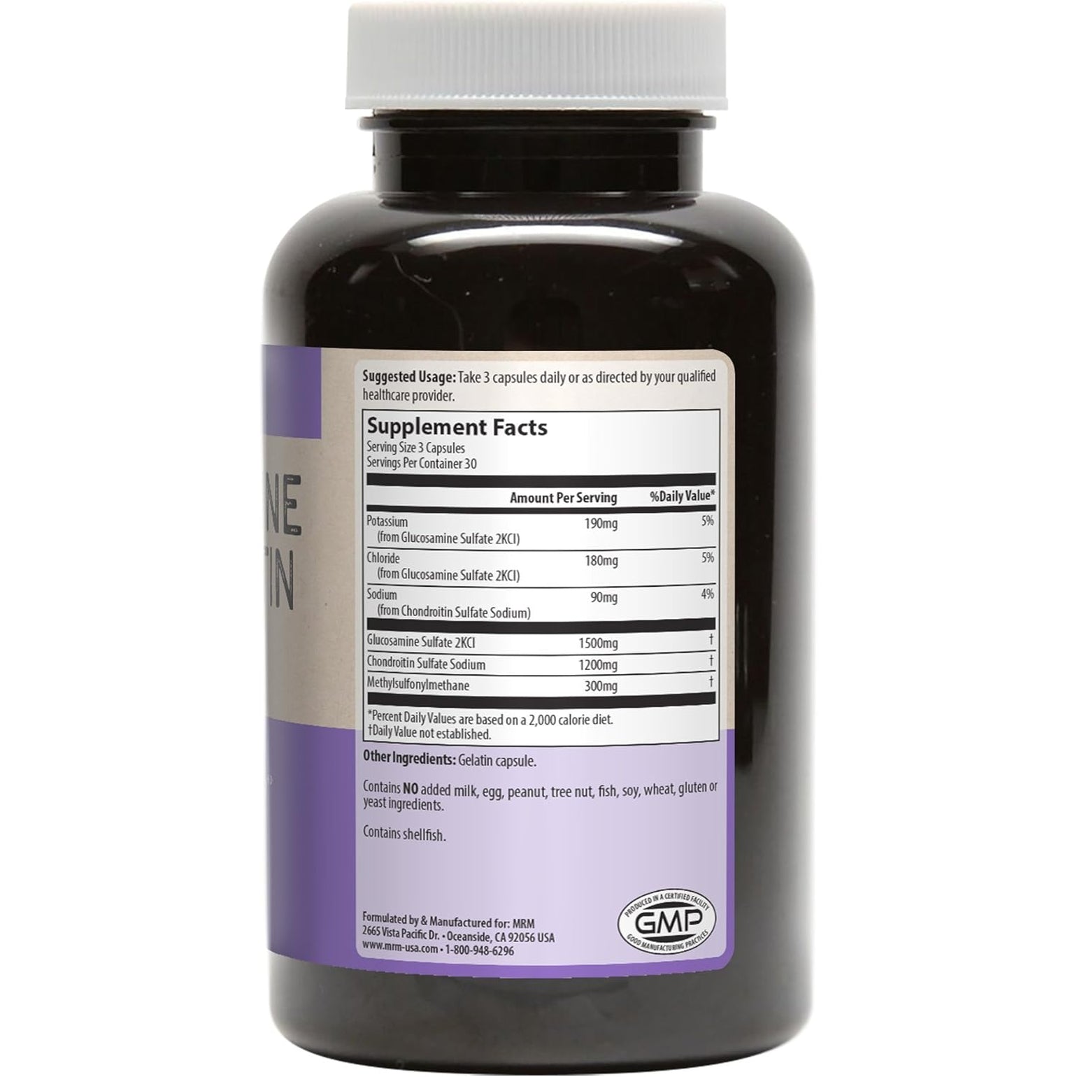 MRM Nutrition Glucosamine Chondroitin MSM - Joint Support Supplement with Glucosamine Sulfate, Chondroitin Sulfate & MSM for Cartilage & Mobility Health, for Women & Men, Gluten Free - 30 Servings