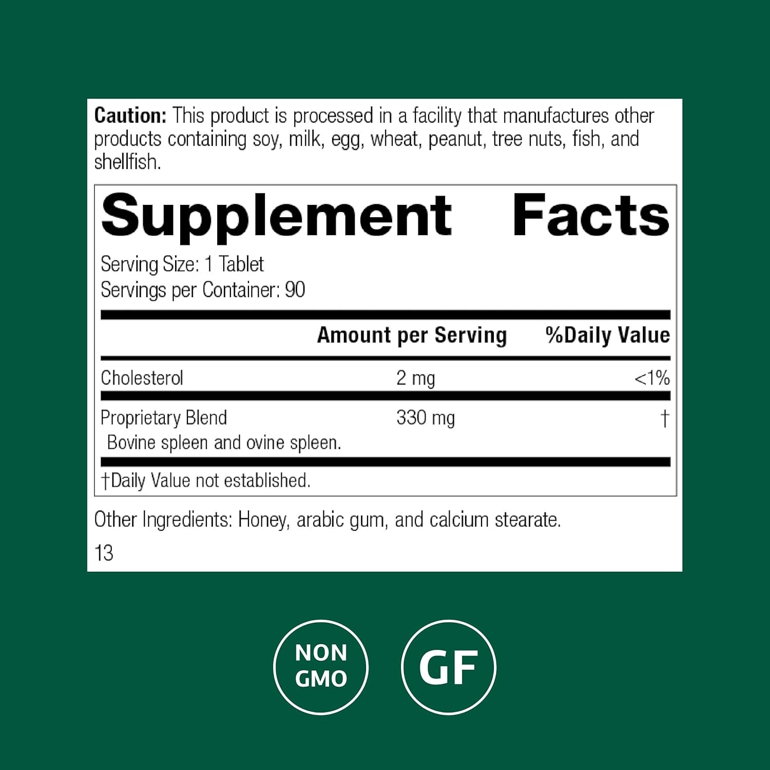 Standard Process Spleen Desiccated - Whole Food-Based Supplement to Support Spleen Health - Aid Healthy Immune System - Supplement with Proprietary Blend with Bovine & Ovine Spleen - 90 Tablets