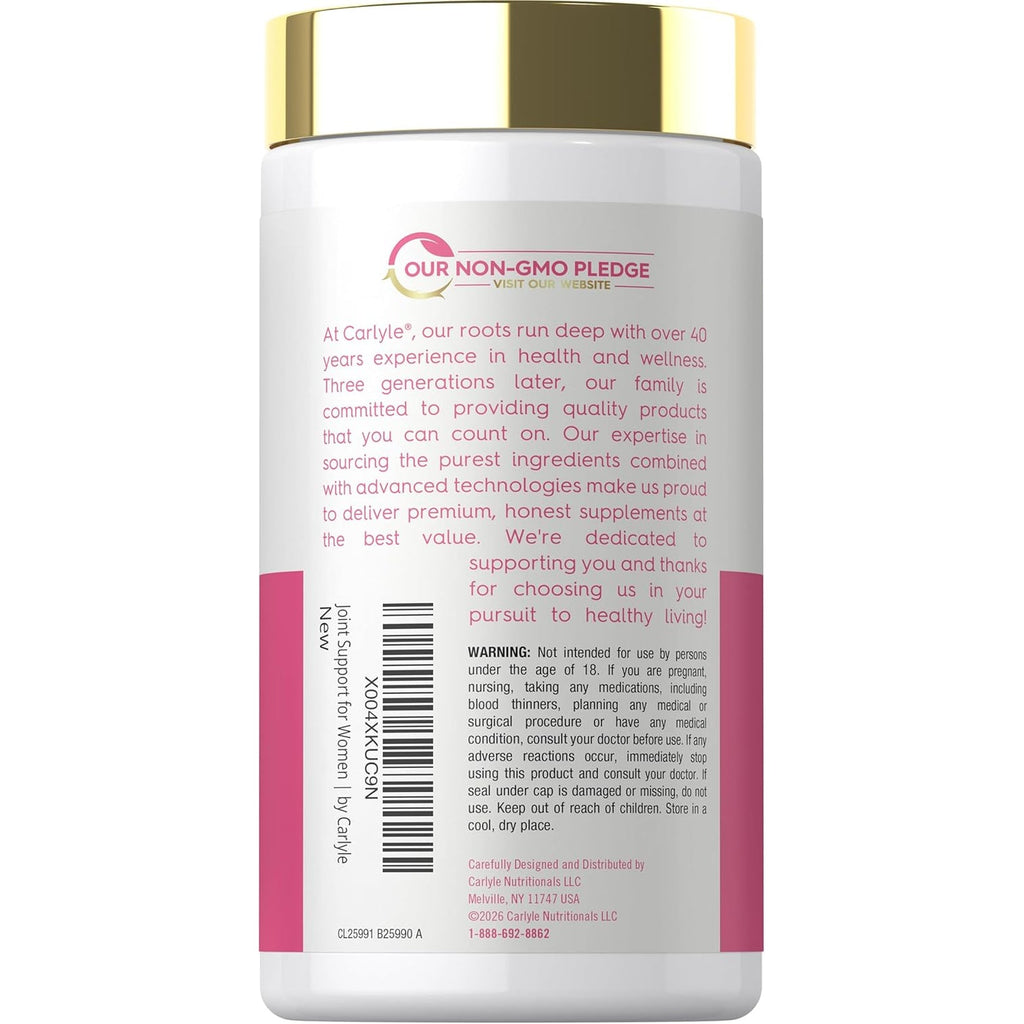 Carlyle Joint Support for Women | 60 Softgels | Complex with Omega-3 and Collagen Peptides | Non-Gmo, Gluten Free