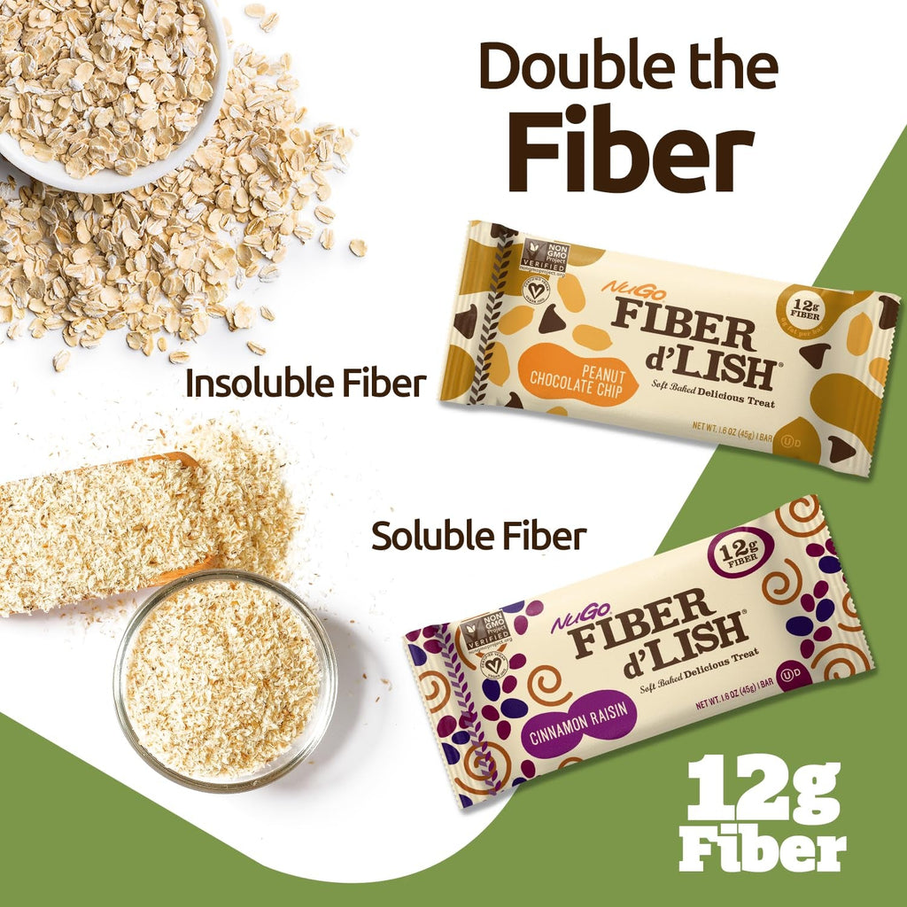 Nugo Fiber D'Lish Cinnamon Raisin, 12G High Fiber, Vegan, 150 Calories, 16 Count