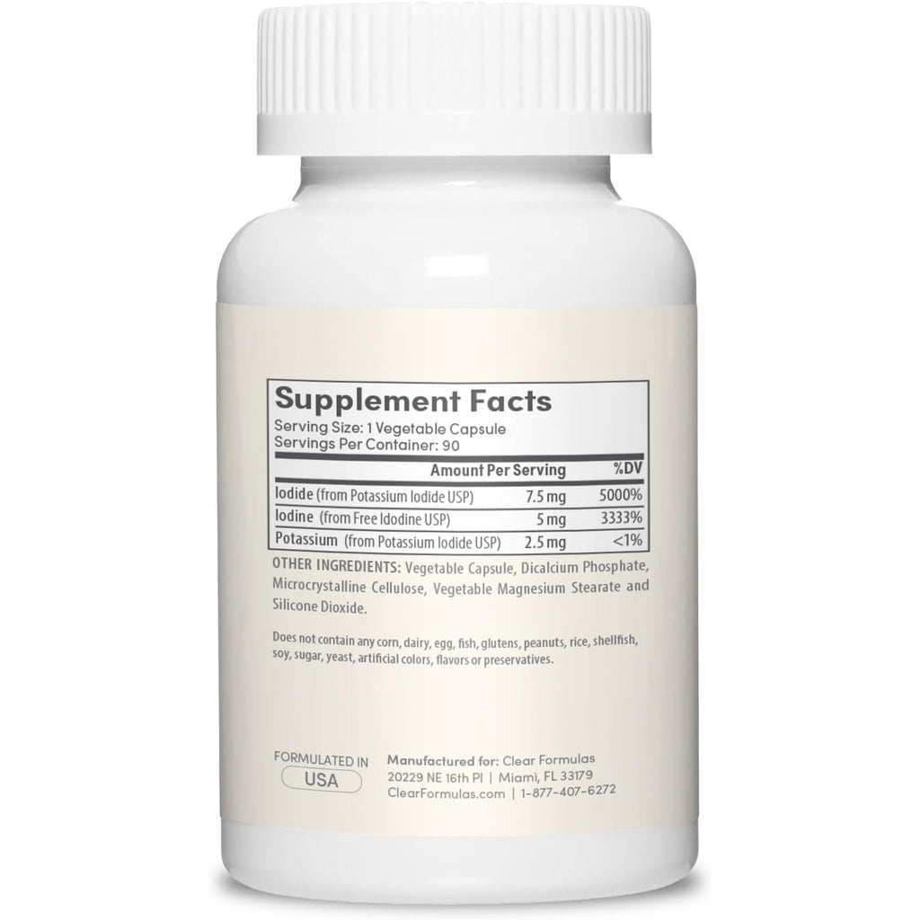 High Potency Potassium Iodine Supplement - Potassium Iodide USP and Free Iodine Capsules 12.5Mg Precise Dosage Blend - Capsule Alternative to Lugol'S Supplement for Thyroid Energy & Immunity (3 Month)