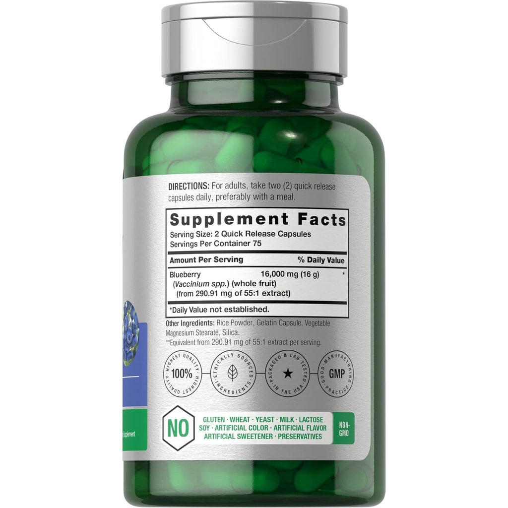 Horbäach Blueberry Extract Supplement | 150 Capsules | Blueberry Concentrate | Non-Gmo & Gluten Free Formula