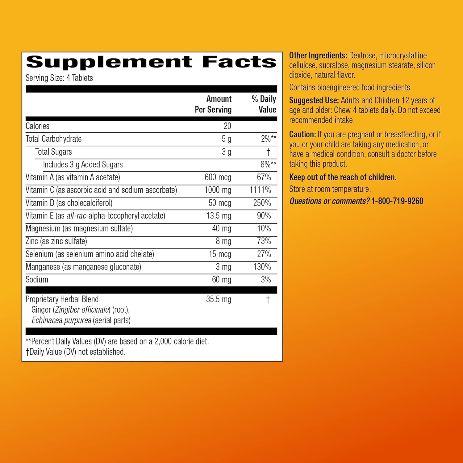 Amazon Basic Care - Chewable Tablets, Immune Support Citrus Chew Tablets, 116 Count