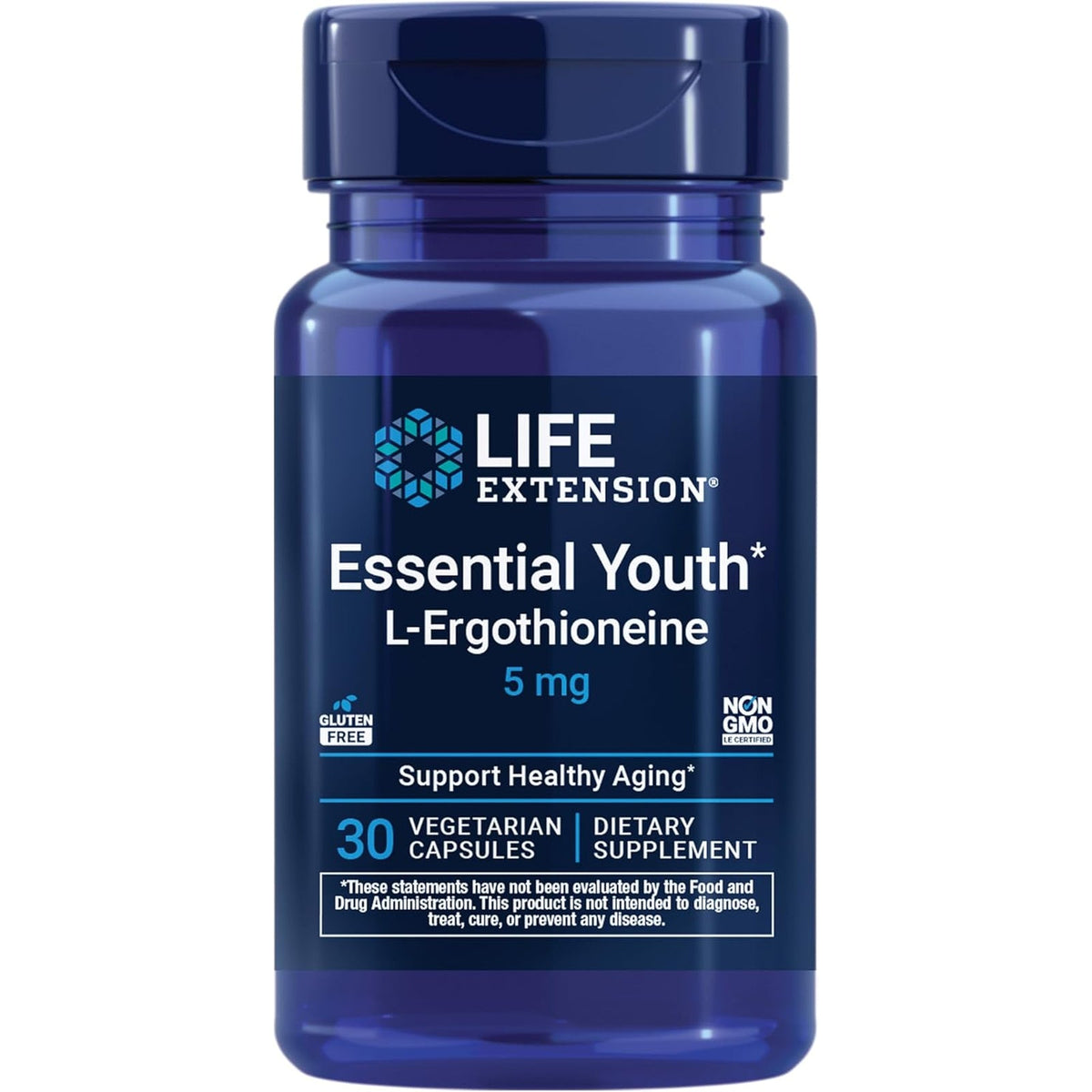 Life Extension Essential Youth L-Ergothioneine – Promotes Longevity & Healthy Aging – Gluten-Free – Non-Gmo – Vegetarian – 5 Mg – 30 Vegetarian Capsules