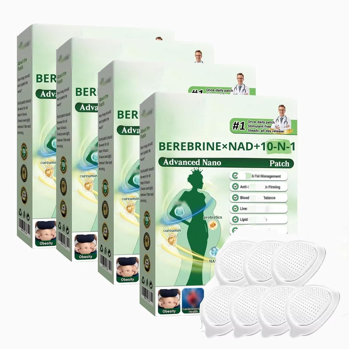 Moringa Patchs,𝐌𝐨𝐫𝐢𝐧𝐠𝐚 Patches & 𝐁𝐞𝐫𝐛𝐞𝐫𝐢𝐧𝐞 Patches 4Box 28Pcs, Moringa 10-In-1 Nano Microdarts Patch 2026 New Natural Body Slim Patchs for Women and Men, Suitable (4BOX-28PCS)