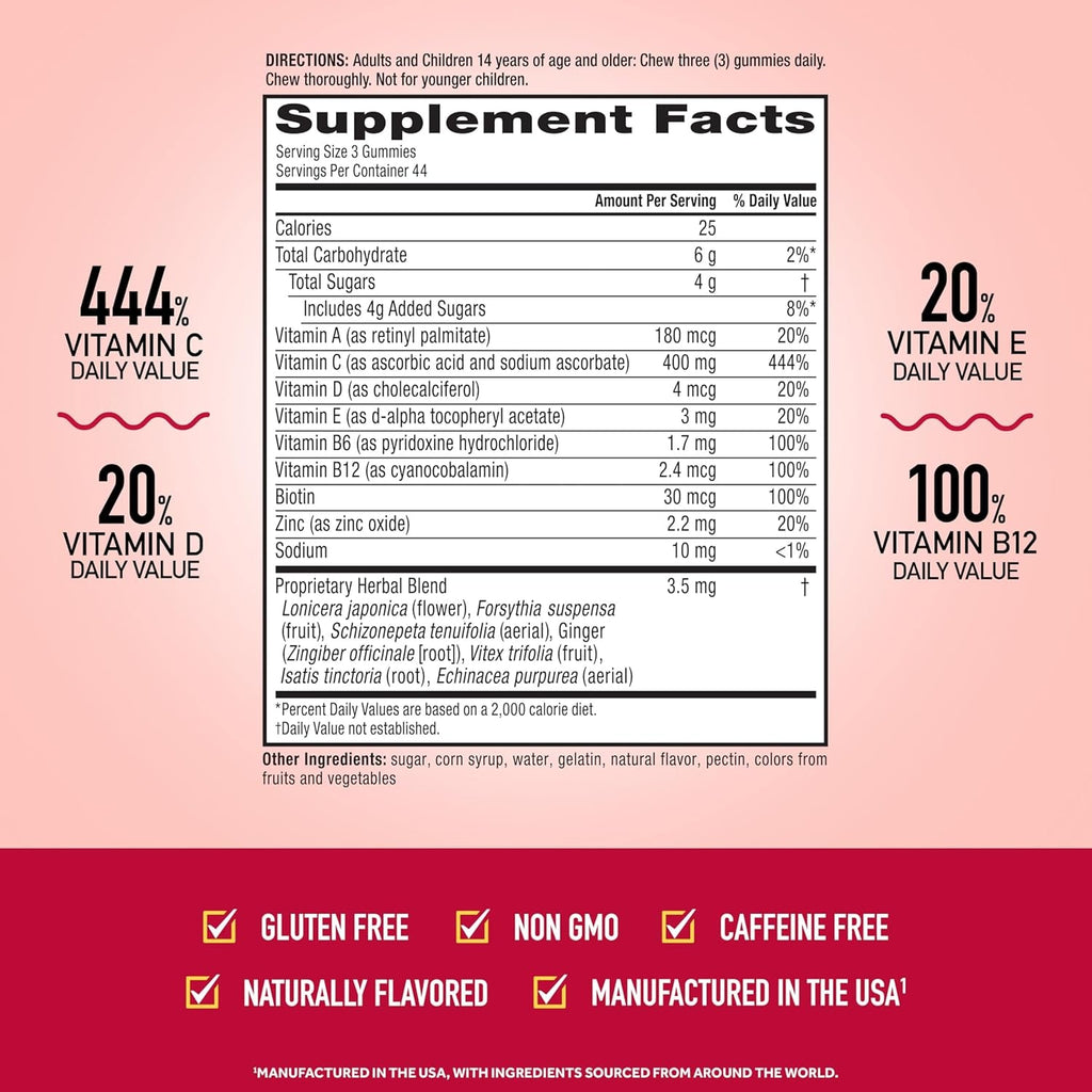 Airborne Immune Essentials Gummies, Orchard Fruit, 132Ct | 400Mg Vitamin C + Vitamins A, D, E, Zinc & B Vitamins | Daily Immune Support Gummies | Gluten Free, No Artificial Flavors