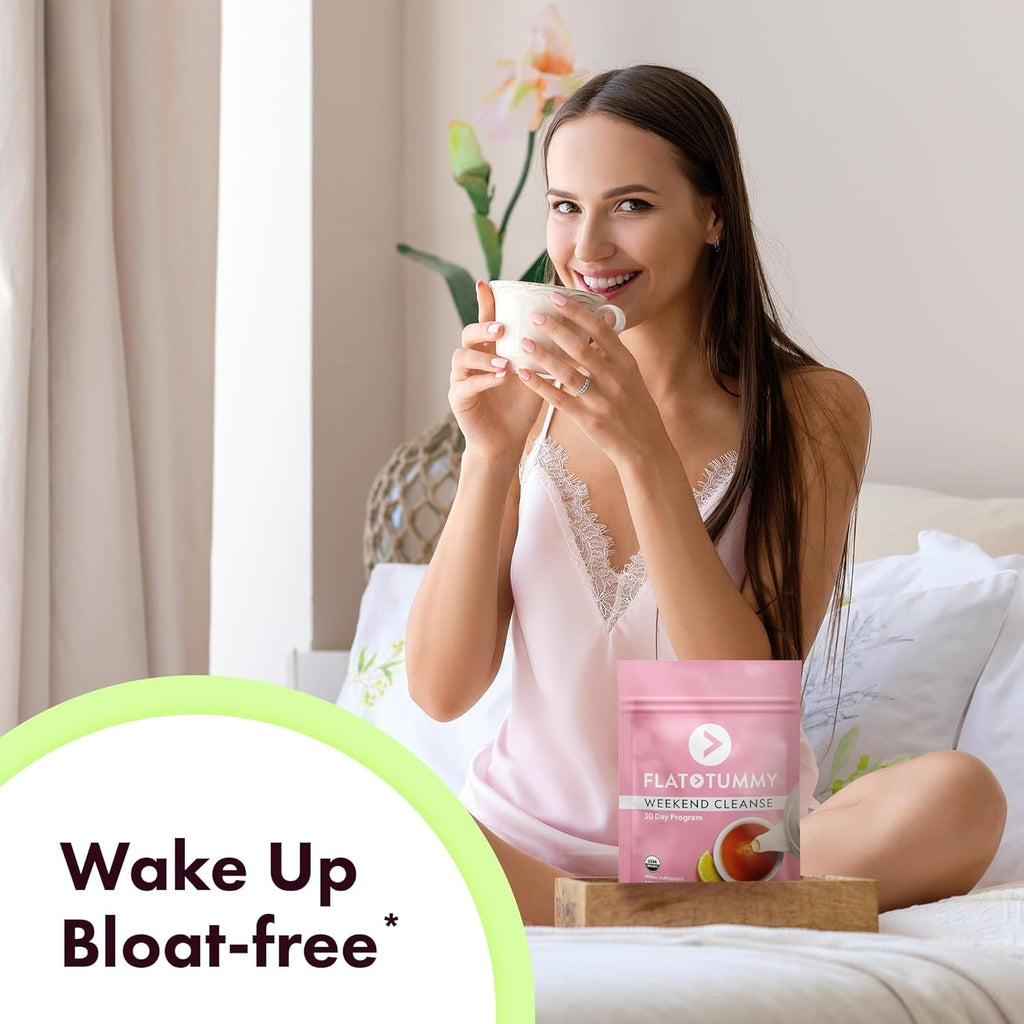 Flat Tummy Weekend Cleanse Tea - 30 Day Program - All Natural Colon Cleanse W/Senna and Dandelion Root, Provides Bloating Relief for Women - Detox Cleanse for Digestion Support and Gas Relief
