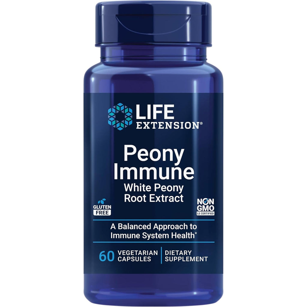 Life Extension Peony Immune, White Peony Root, Immune Health Support, Immune System, Gluten-Free, Non-Gmo, Vegetarian, 60 Capsules