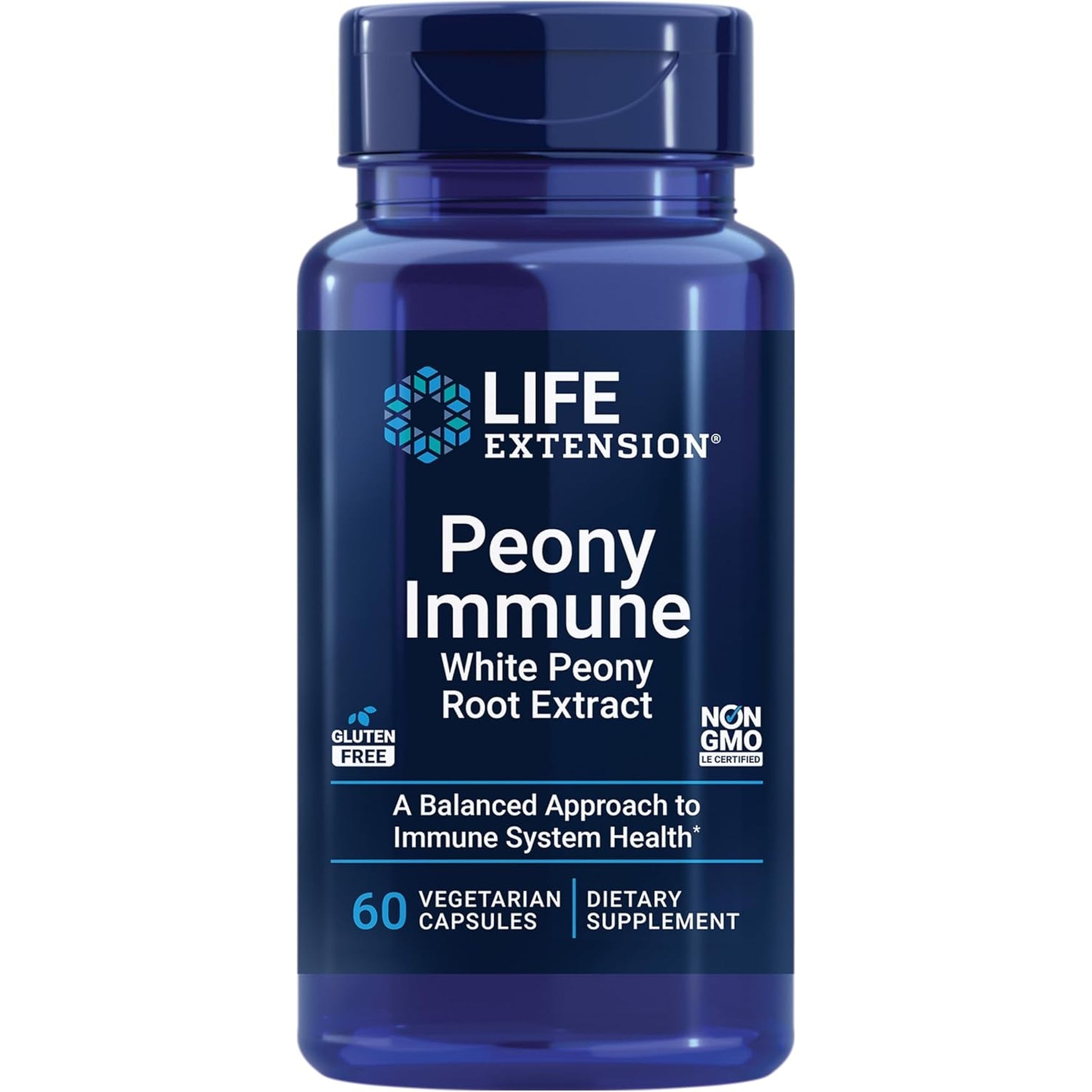 Life Extension Peony Immune, White Peony Root, Immune Health Support, Immune System, Gluten-Free, Non-Gmo, Vegetarian, 60 Capsules