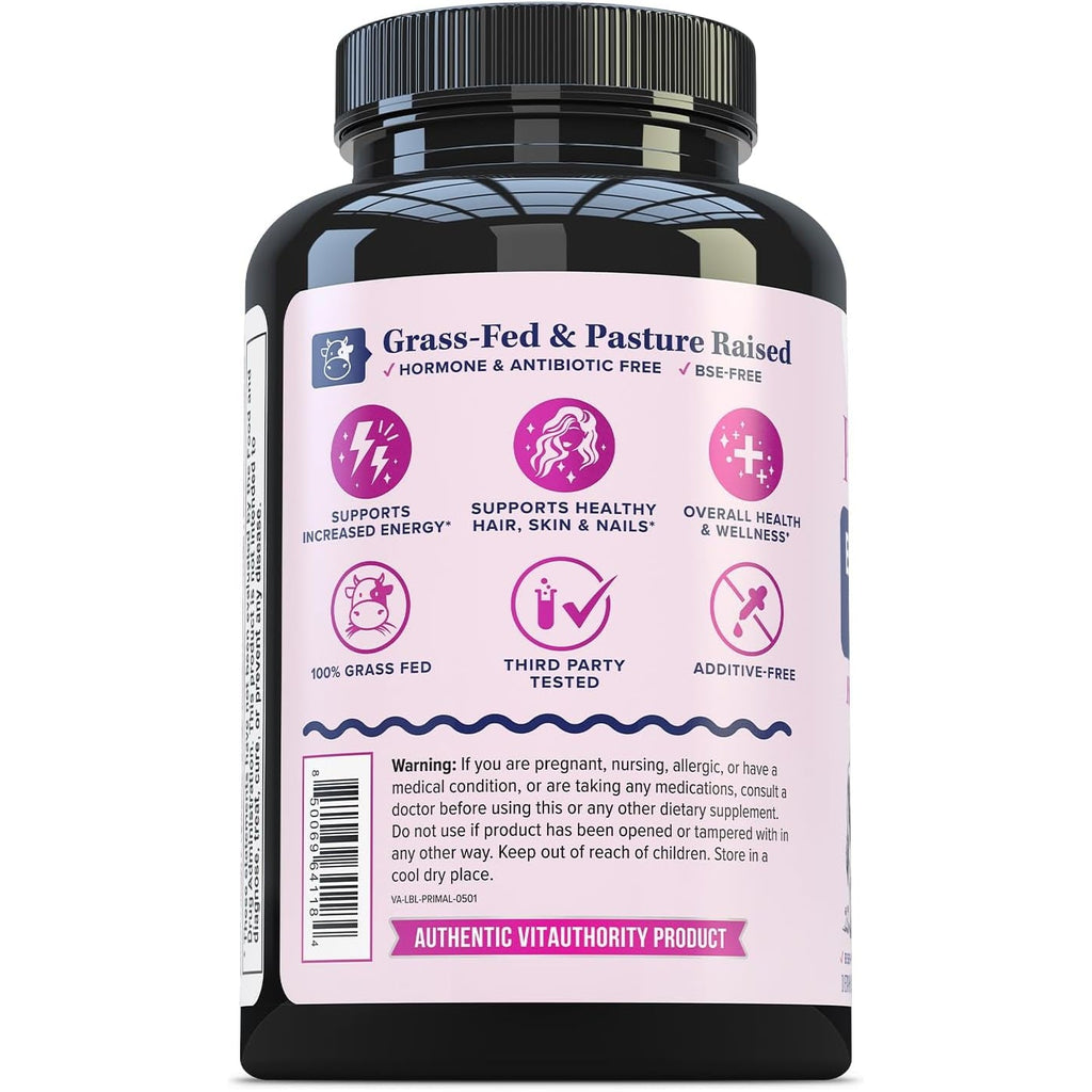Beef Organ Supplement for Women | Grass-Fed, Pasture-Raised New Zealand Bovine | 7 Organ Extracts with Liver, Heart, Kidney, Bone Marrow & More Energy, Digestion & Skin Support Primal Glow 30 Servings