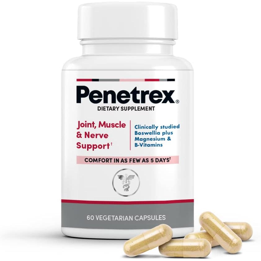 Penetrex Clinically Studied Magnesium Glycinate Supplement for Joint, Muscle & Nerve Support - Comfort in 5 Days with Advanced Boswellia Serrata Extract, Vitamin D, B, C (60 Count, 1 Month Supply)