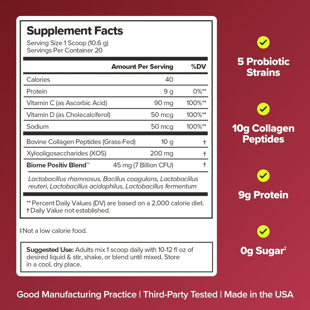 URO Women’S Probiotic + Collagen Peptides Powder – Vaginal, Skin & Gut Health in One Daily Scoop – with Hydrolyzed Collagen Peptides, Probiotic Blend, and XOS Prebiotics – 20 Servings