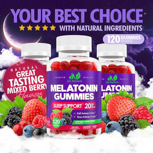 Melatonin 20Mg Gummies (120 Count) - Maximum Strength Sleep Support for Adults with 10Mg of Melatonin per Gummy - Gluten-Free, Vegetarian, Great Tasting Mixed Berry Flavor - 60 Servings