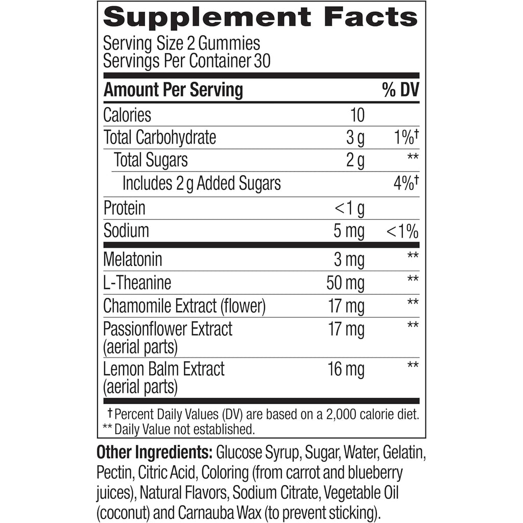 OLLY Sleep Gummy, 3 Mg Melatonin, L-Theanine, Chamomile, and Lemon Balm Extracts, Blackberry Flavor, 30 Day Supply - 60 Count