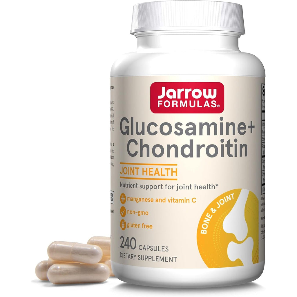 Jarrow Formulas Glucosamine + Chondroitin - 240 Capsules - Nutrient Support - Dietary Supplement for Joint Health - with Vitamin C & Manganese - 60 Servings