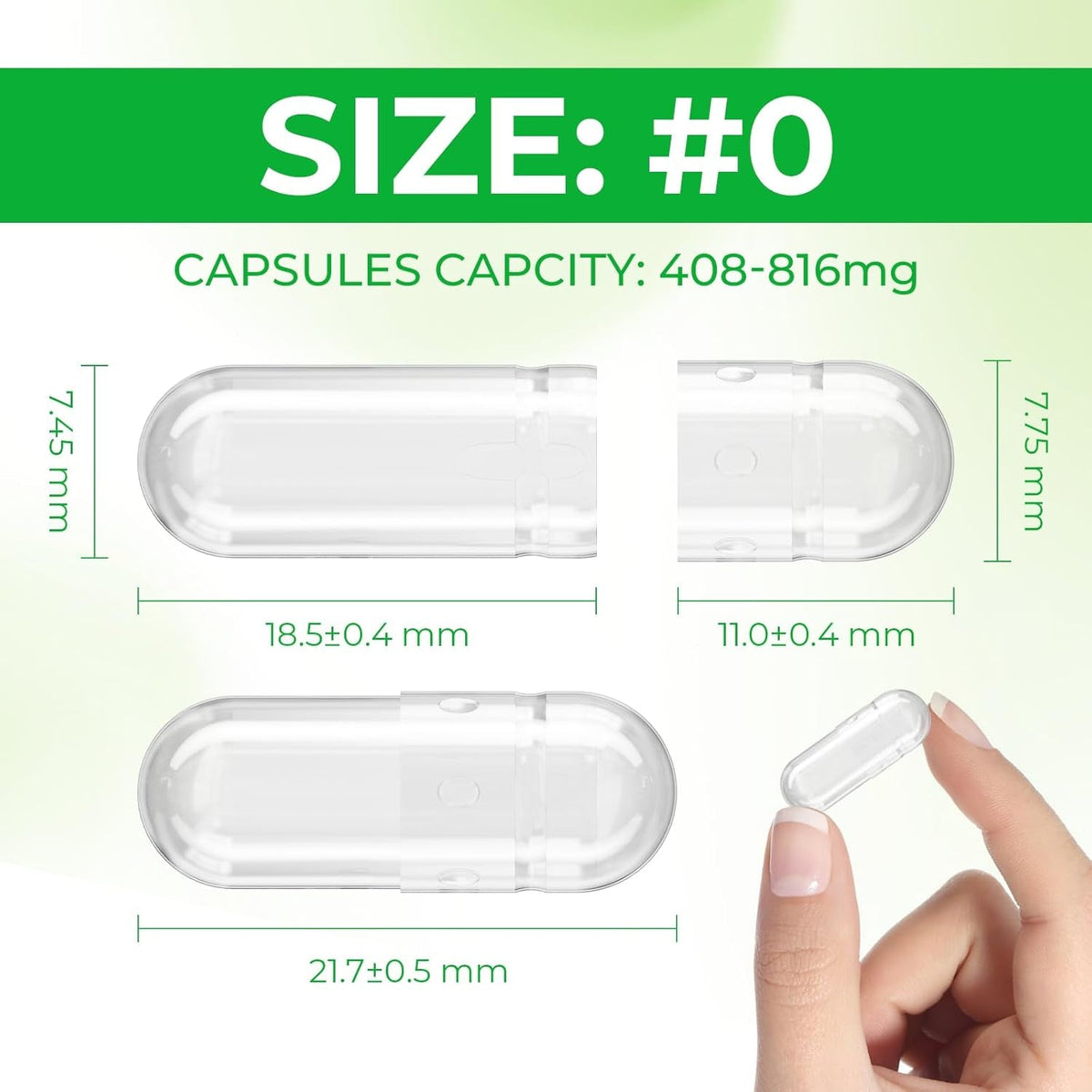 Size 0 Capsules Empty Vegan Plant Based Clear (100 Count) Gluten Free, Non-Gmo, Halal Certified Pill Caps Filling Kit with 2 Spoons for Vegetarian DIY Your Own Supplements