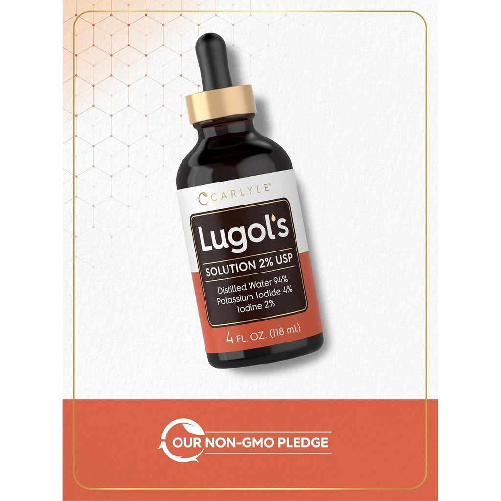 Carlyle Lugols Iodine 2 Percent | 4 Fl Oz (Pack of 1) | Potassium Iodide and Iodine Solution 2% Liquid Drops