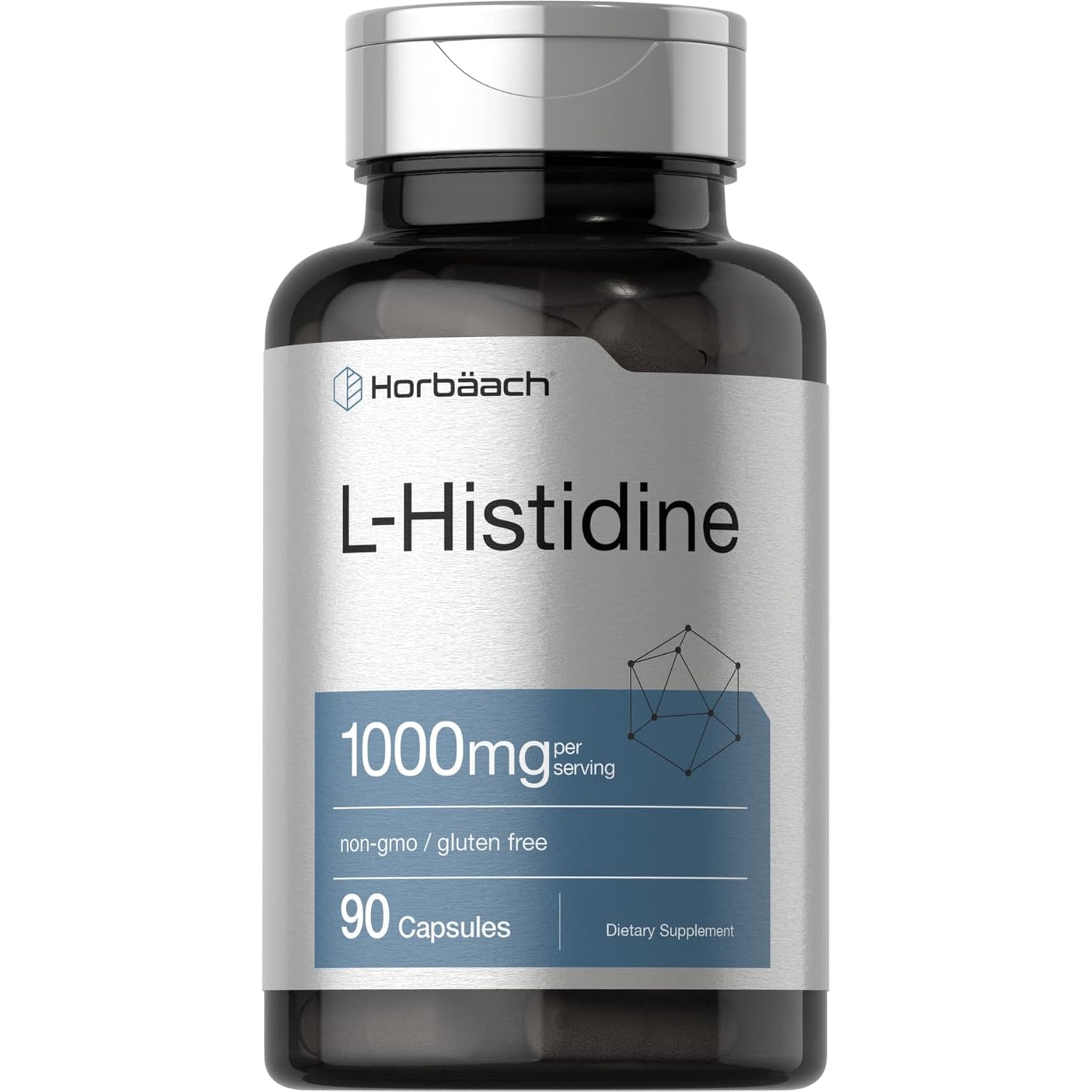 Horbäach L-Histidine 1000Mg 90 Capsules | Non-Gmo and Gluten Free | Pharmaceutical Grade