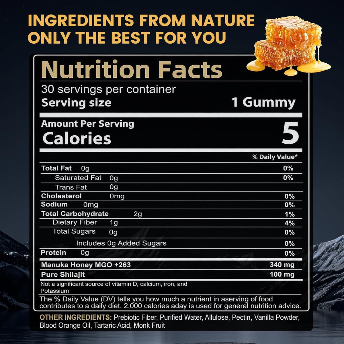 Primal Compound Shilajit Gummies for Men,With Manuka Honey, Organic Monk Fruit & Fulvic Acid, Shilajit Gummies Supplements, 30 Gummies