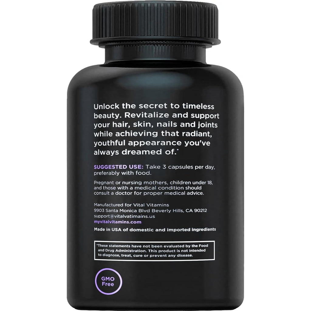 Vital Vitamins Multi Collagen Complex plus - with Biotin, Hyaluronic Acid, Vitamin C - Type I, II, III, V, X - for Women & Men - Hair, Skin, Nails Beauty Complex - 150 Capsules
