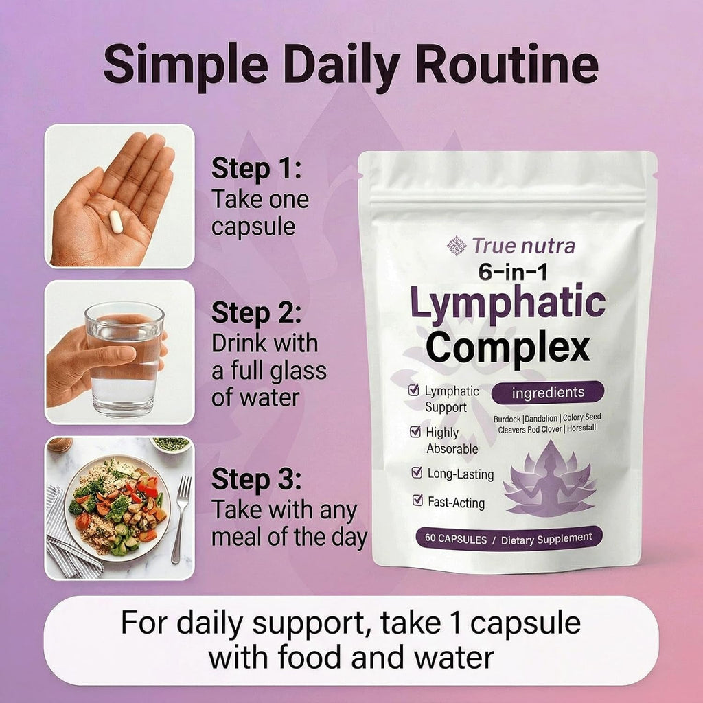 True Nutra Lymphatic Complex,True Nutra Lymphatic Complex 6 in 1,Vegan · Non-Gmo.60 Soft Capsules (1Pcs)