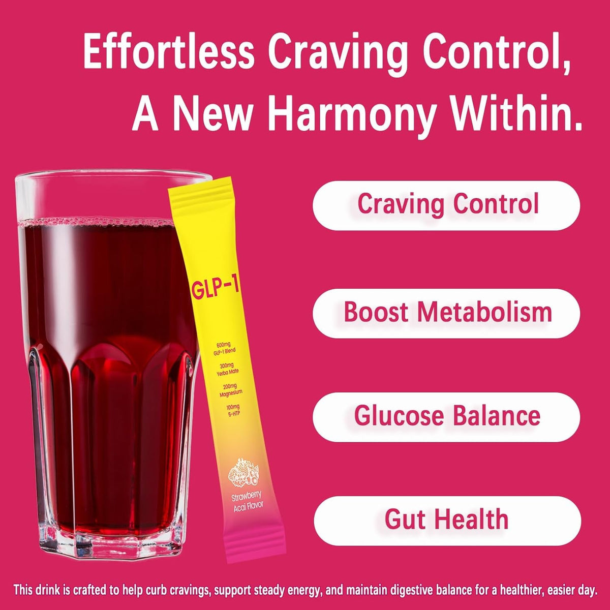 Cutting Drink Mix – Berberine, Chromium, 5-HTP, Yerba Mate & Magnesium | Strawberry Açaí Flavor – 30 Servings