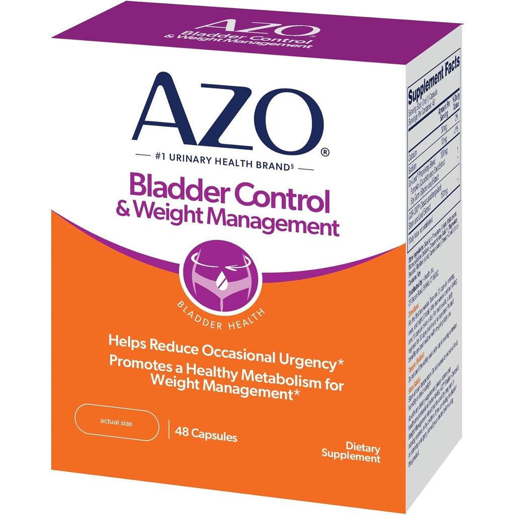 AZO Bladder Control with Go-Less® & Weight Management Dietary Supplement | Helps Reduce Occasional Urgency* | Promotes Healthy Metabolism* | Supports a Good Night’S Sleep* | 48 Capsules
