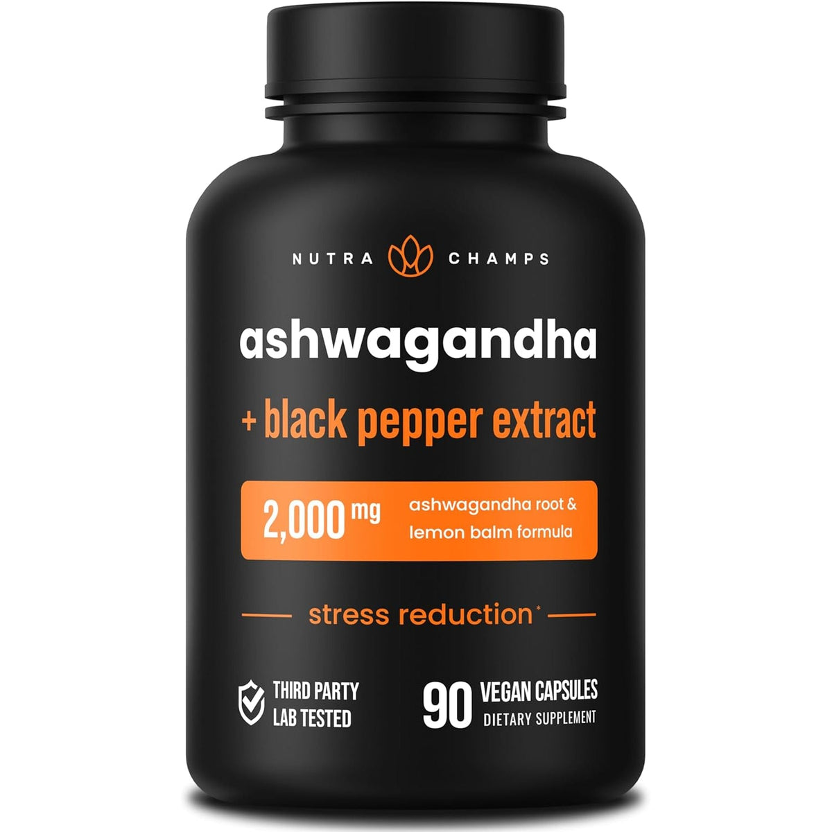 Nutrachamps Organic Ashwagandha Capsules, 2000Mg Adrenal Fatigue, Thyroid & Mood Support Ashwagandha Supplements, Ashwagandha Root Powder & Lemon Balm, Superior Absorption with Black Pepper