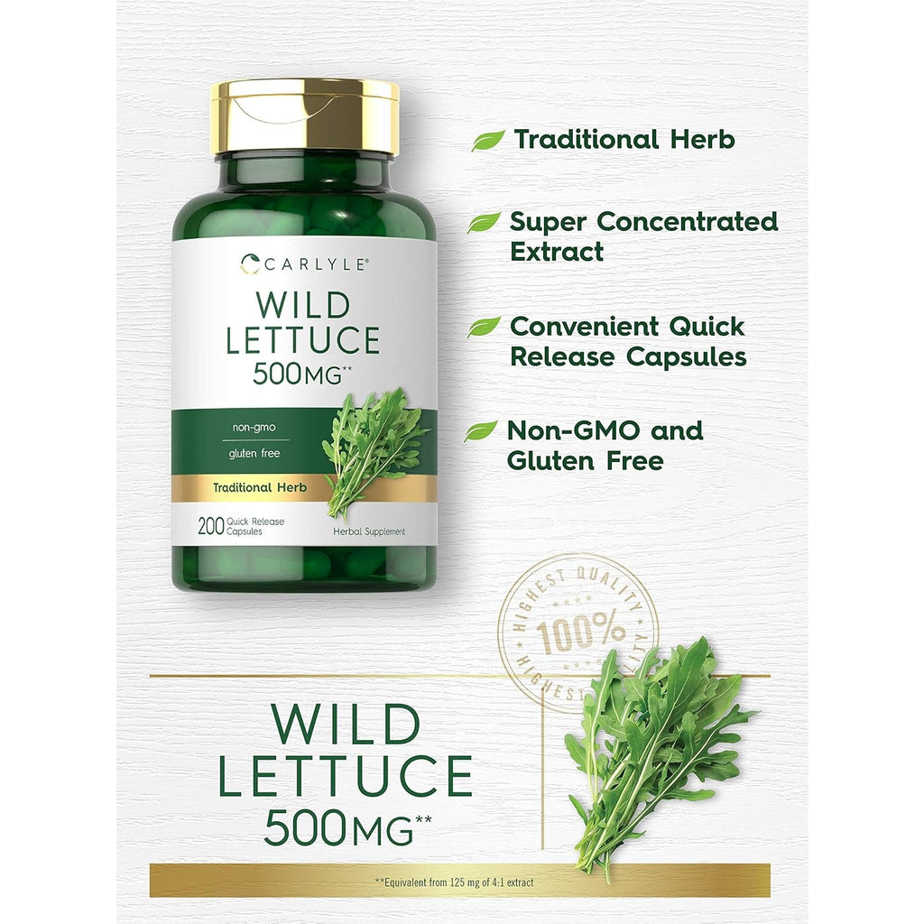 Carlyle Wild Lettuce Extract | 200 Capsules | Non-Gmo, Gluten Free Supplement
