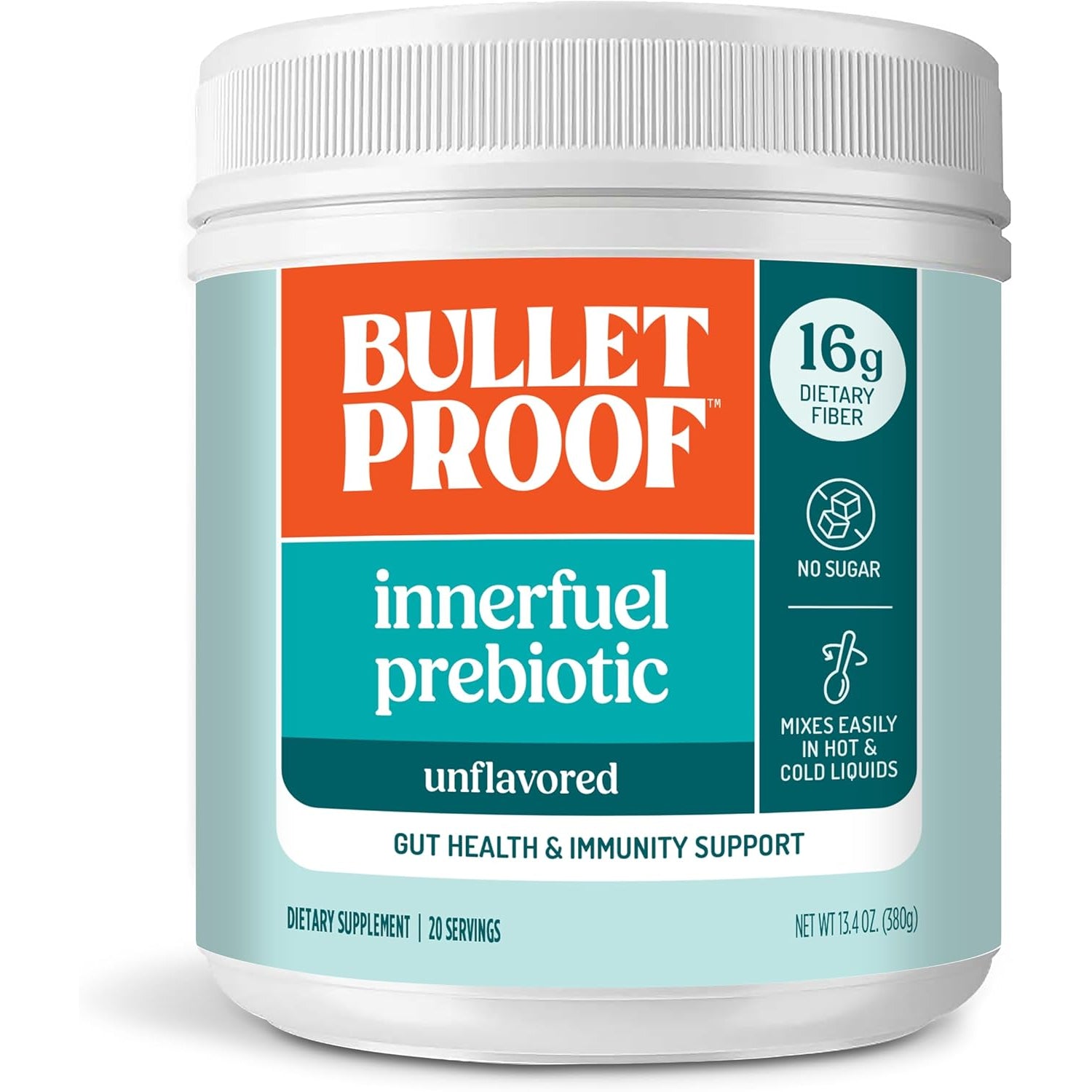 Bulletproof Innerfuel Prebiotic Fiber Powder, Unflavored, 16G Fiber, Plant-Sourced, Non-Gmo & Third-Party Tested, Supports Gut & Digestive Health, 0G Sugar, 13.4 Oz